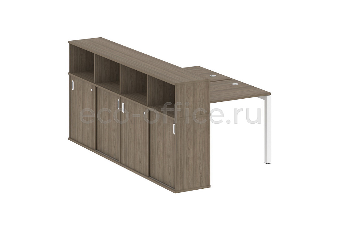 Рабочая станция с опорным шкафом-купе METAL SYSTEM QUATTRO 5x5 50БП.РС-СШК-4.1 Вяз Благородный / Белый металл купить в Москве