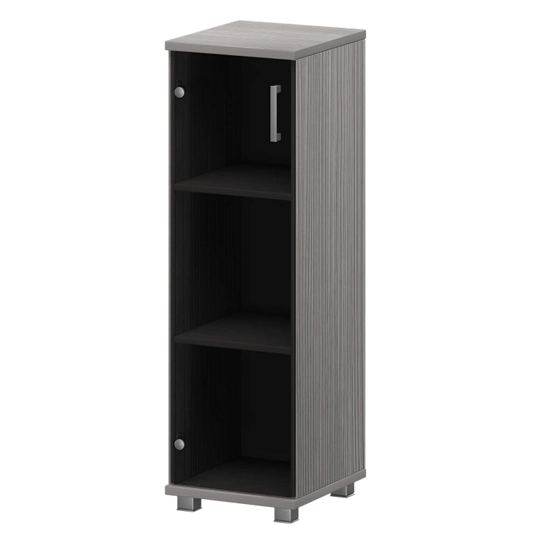 стеллаж низкий узкий закрытый с стеклянным фасадом protech "нт-440;нт-601стл" лиственница фото