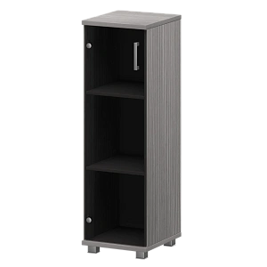 Стеллаж низкий узкий закрытый с стеклянным фасадом Protech "НТ-440;НТ-601стл" Лиственница фото