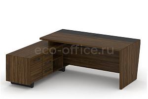Стол руководителя с опорной тумбой CORNER COR.SRT-20(L) Орех Лоренцо фото