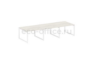 Стол переговорный (3 столешницы) METAL SYSTEM QUATTRO 5x5 50БО.ПРГ-3.2 Дуб Наварра / Белый металл фото