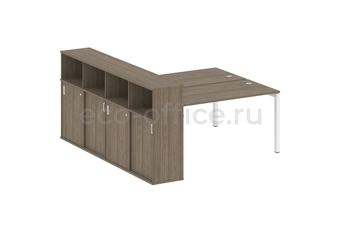 Рабочая станция с опорным шкафом-купе METAL SYSTEM QUATTRO 5x5 50БП.РС-СШК-4.4 Вяз Благородный / Белый металл  стоимость