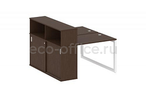 Рабочая станция с опорным шкафом-купе METAL SYSTEM QUATTRO 5x5 50БО.РС-СШК-2.1 Венге Цаво / Белый металл фото