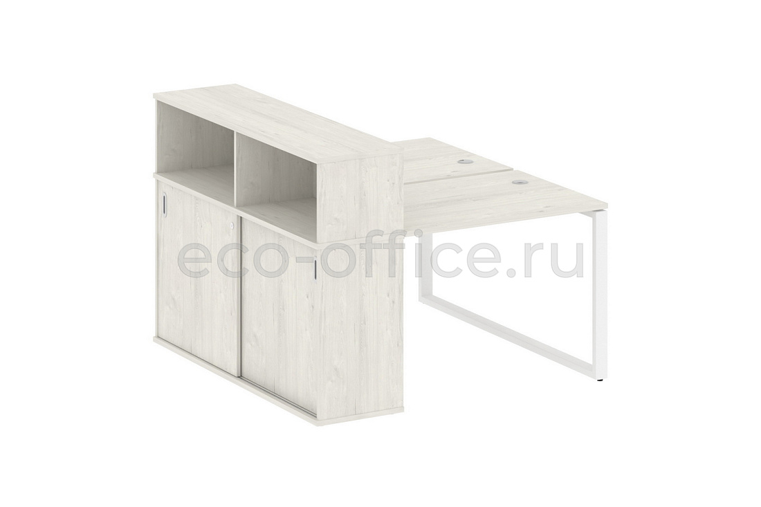Рабочая станция с опорным шкафом-купе METAL SYSTEM STYLE БО.РС-СШК-2.1 Дуб Наварра / Белый металл  стоимость