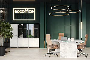 Кабинет руководителя FESTUS Хромикс Белый / Мрамор Леванто белый фото