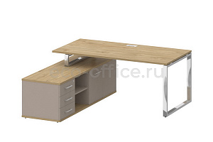 Стол руководителя c опорной греденцией SHIFT SK.SRG-180 (L) Тиквуд Светлый / Капучино фото