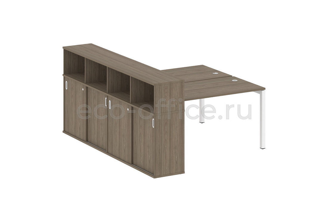 Рабочая станция с опорным шкафом-купе METAL SYSTEM QUATTRO 5x5 50БП.РС-СШК-4.3 Вяз Благородный / Белый металл  стоимость