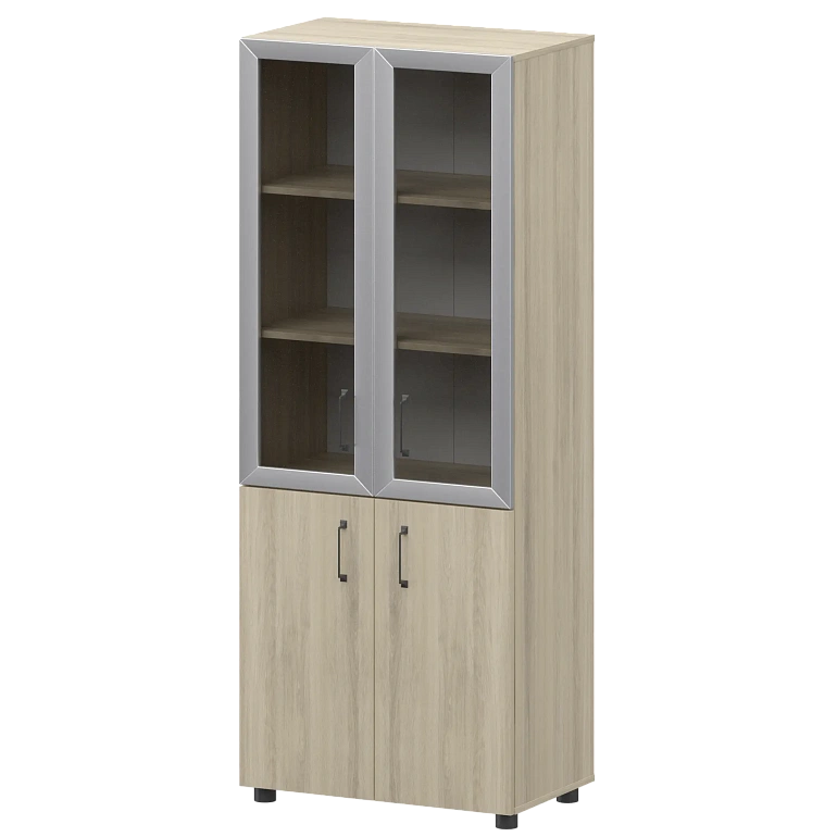 стеллаж комбинированный с стеклянными фасадами в алюминиевой раме protech к-934,к-942,к-945,кф-942,кф-945 кронберг фото