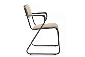 Кресло RV Chair NIX PLUS OMKL-04B Бежевая экокожа / Чёрный металл фото