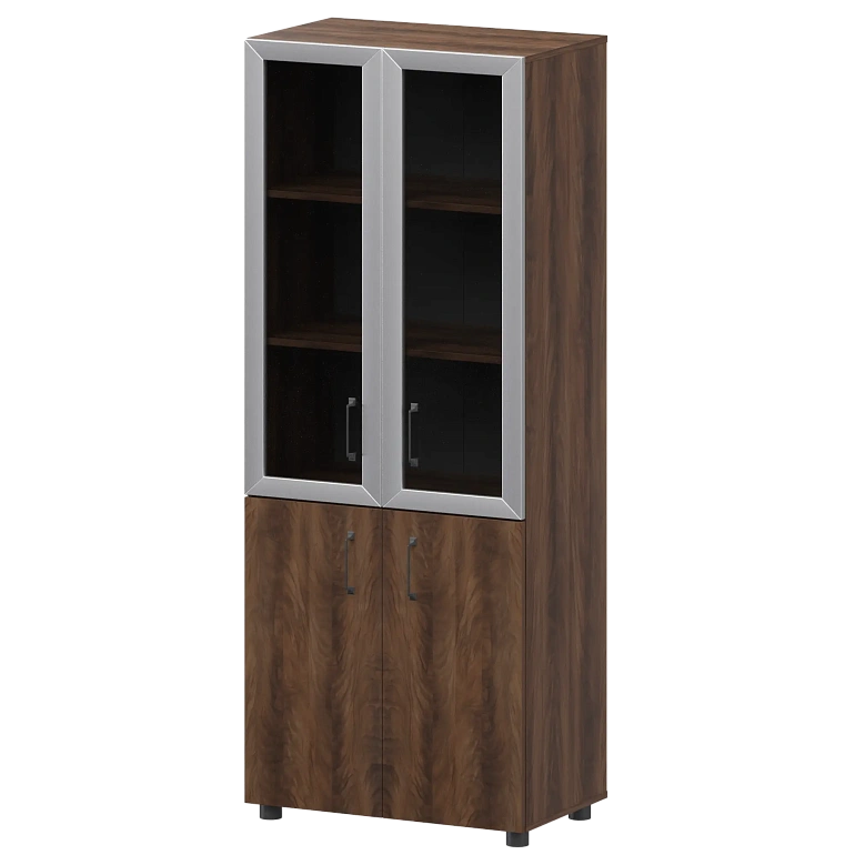 стеллаж комбинированный с стеклянными фасадами в алюминиевой раме protech к-934,к-942,к-945,кф-942,кф-945 лагос фото