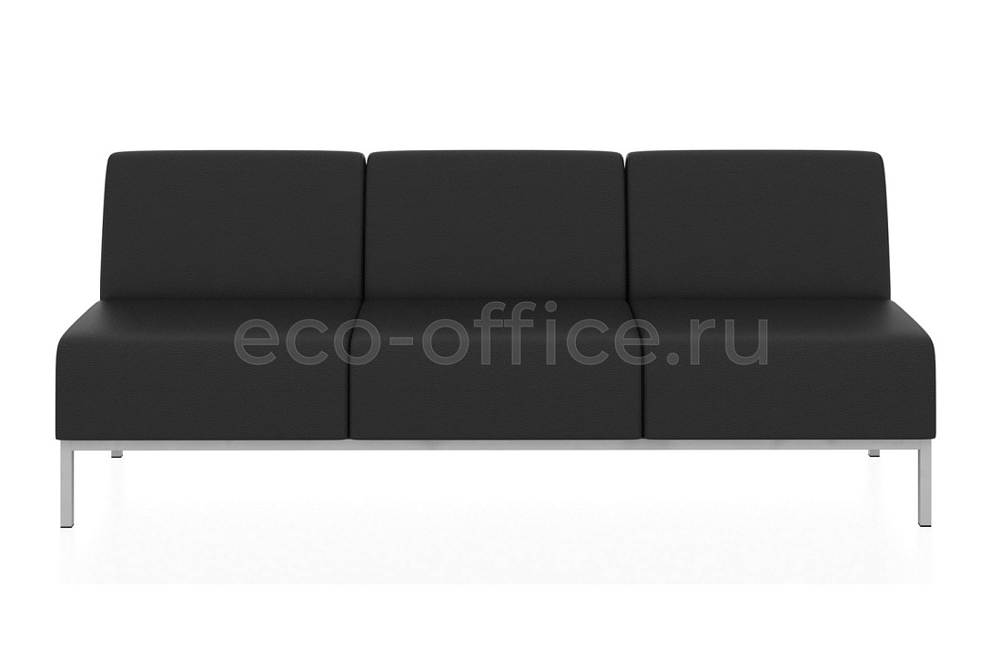 Прямой трехместный модуль КОМПАКТ экокожа Euroline 9100 Чёрный  стоимость