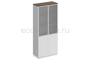 Шкаф для документов высокий CITY СИ 308 Дуб Гладстоун темный / Белый / Белый фото