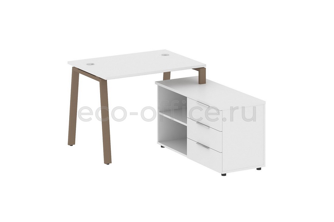 Рабочая станция с опорной тумбой METAL SYSTEM STYLE БА.РС-СТС-2.1 (R) Белый / Мокко металл  стоимость