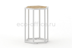 Стол журнальный HEX-600 Тиквуд Светлый / Белый металл фото