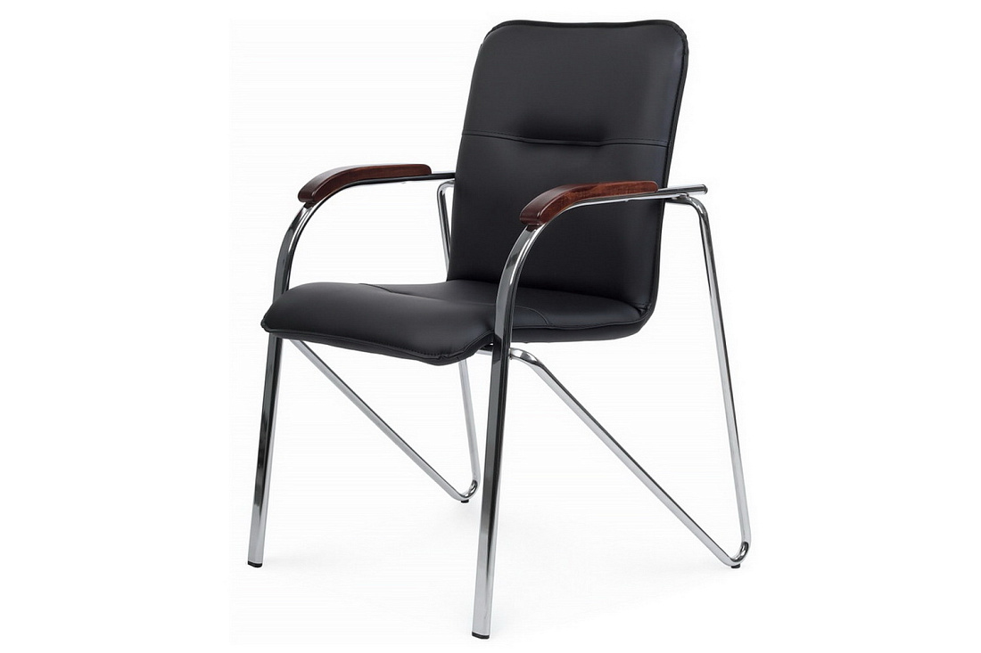конференц-кресло rv chair самба на гальванических опорах smb-02h чёрная экокожа фото