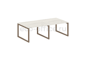 Стол переговорный (2 столешницы) METAL SYSTEM QUATTRO 5x5 50БО.ПРГ-2.2 Дуб Наварра / Мокко металл фото