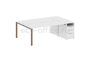 Рабочая станция с опорной тумбой METAL SYSTEM STYLE БП.РС-СТП-2.5 Белый / Мокко металл фото