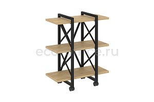 Стеллаж на колесных опорах LOFT VR.L-MST.K-3.4V Тиквуд Светлый / Чёрный металл фото