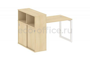 Стол письменный с опорным шкафом-купе METAL SYSTEM QUATTRO 5x5 50БО.РС-СШК-3.2 Акация Лорка / Белый металл фото