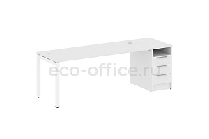 Рабочая станция с опорной тумбой METAL SYSTEM QUATTRO 5x5 50БП.РС-СТП-1.5 Белый / Белый металл фото