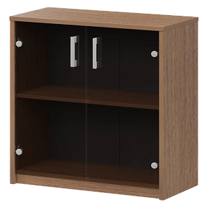 Стеллаж низкий с тонированным стеклом Protech А-302/А-стл302тон Орех фото