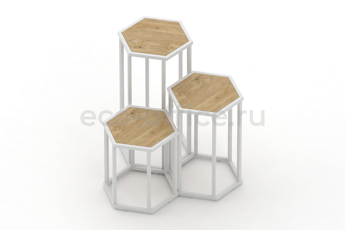 Стол журнальный HEX-800 Тиквуд Светлый / Белый металл  стоимость