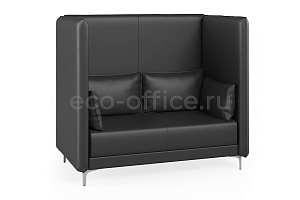 Двухместный диван ГРАФИТ В экокожа Euroline 9100 Чёрный фото