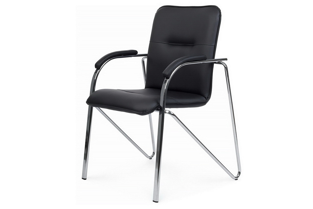 конференц-кресло rv chair самба на гальванических опорах smb-01h чёрная экокожа фото