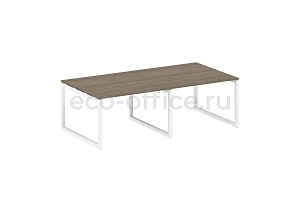 Стол переговорный (2 столешницы) METAL SYSTEM QUATTRO 5x5 50БО.ПРГ-2.2 Вяз Благородный / Белый металл фото
