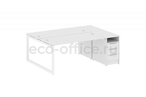 Рабочая станция с опорной тумбой METAL SYSTEM QUATTRO 5x5 50БО.РС-СТП-2.4 Белый / Белый металл фото