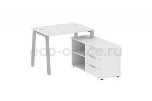 Рабочая станция с опорной тумбой METAL SYSTEM STYLE БА.РС-СТС-2.1 (R) Белый / Серый металл фото