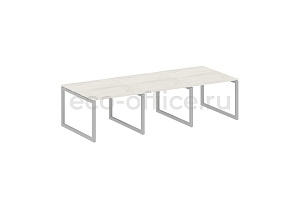 Стол переговорный (3 столешницы) METAL SYSTEM QUATTRO 5x5 50БО.ПРГ-3.1 Дуб Наварра / Серый металл фото