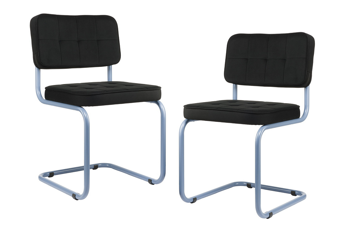 комплект конференц-кресел eco-chair colombo comfort clm-05 чёрный велюр / синий пудровый метал металл фото
