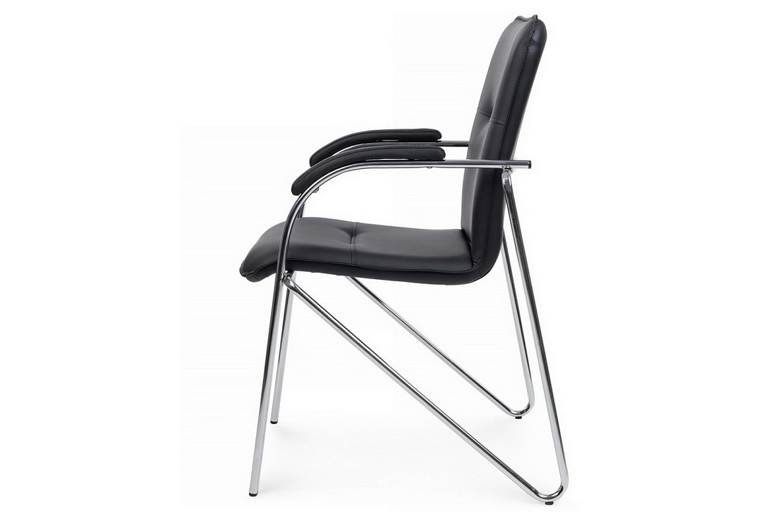 конференц-кресло rv chair самба на гальванических опорах smb-01h чёрная экокожа фото