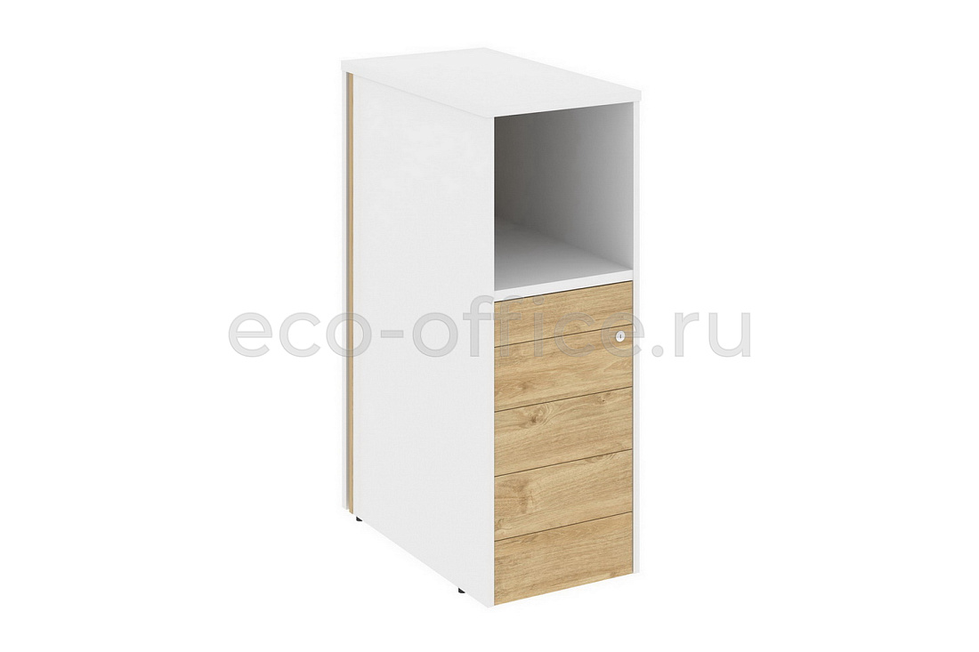 Тумба с подсветкой 5 ящиков TIP-ON завершающая левая ONIX O.R-TV-5 TIP.S (L) Тиквуд Светлый / Белый Бриллиант  стоимость