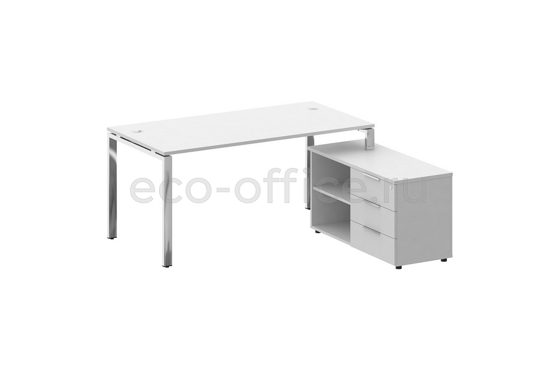 Стол руководителя с опорной тумбой METAL SYSTEM DIRECT БГ.СРТ-4.8 (R) Белый  стоимость