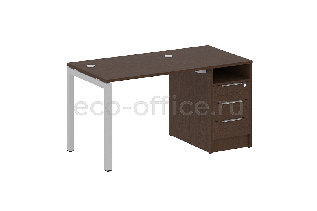Рабочая станция с опорной тумбой METAL SYSTEM QUATTRO 5x5 50БП.РС-СТП-1.1 Венге Цаво / Серый металл купить в Москве