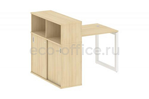 Стол письменный с опорным шкафом-купе METAL SYSTEM QUATTRO 5x5 50БО.РС-СШК-3.1 Акация Лорка / Белый металл фото