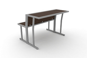 Комплект скамья со столом DESK DKN-1100LS Венге Цаво / Серый металл фото