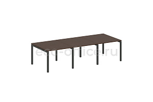 Стол переговорный (3 столешницы) METAL SYSTEM QUATTRO 5x5 50БП.ПРГ-3.1 Венге Цаво / Антрацит металл фото