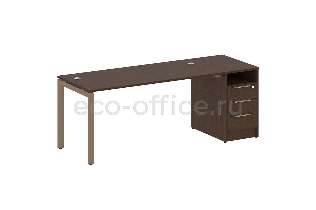 Рабочая станция с опорной тумбой METAL SYSTEM QUATTRO 5x5 50БП.РС-СТП-1.4 Венге Цаво / Мокко металл купить в Москве