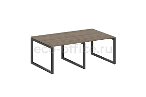 Стол переговорный (2 столешницы) METAL SYSTEM QUATTRO 5x5 50БО.ПРГ-2.1 Вяз Благородный / Антрацит металл фото
