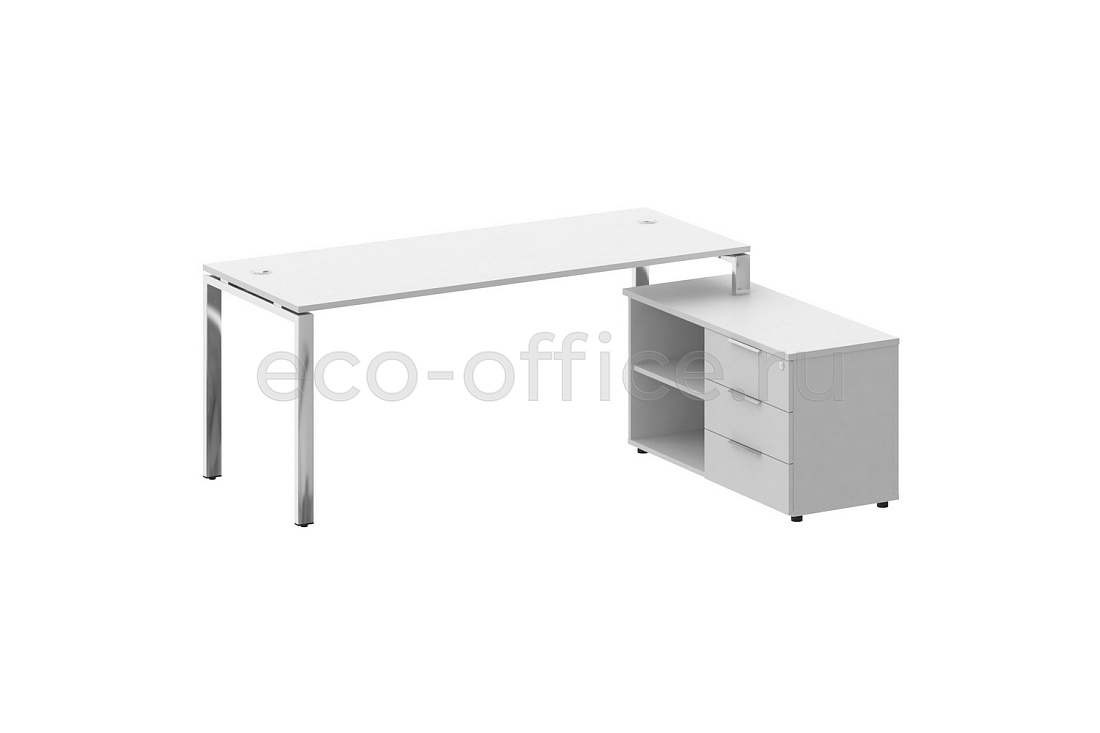 Стол руководителя с опорной тумбой METAL SYSTEM DIRECT БГ.СРТ-5.7 (R) Белый  стоимость