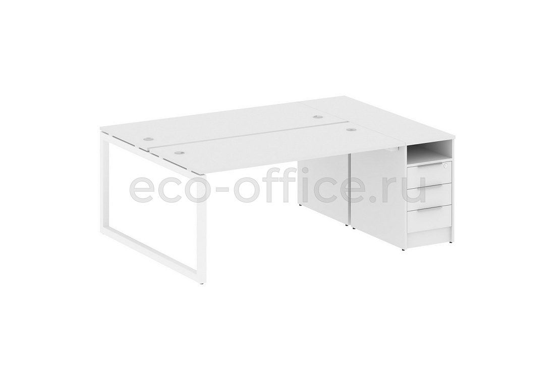 Рабочая станция с опорной тумбой METAL SYSTEM QUATTRO 5x5 50БО.РС-СТП-2.4 Белый / Белый металл  стоимость
