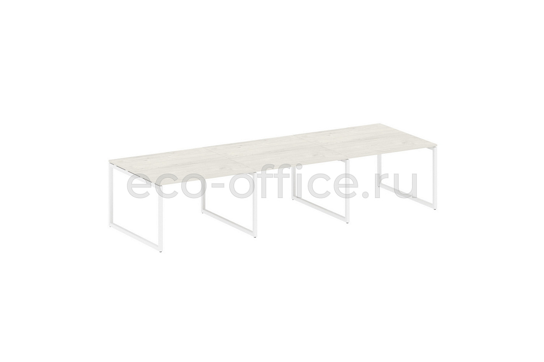 Стол переговорный (3 столешницы) METAL SYSTEM QUATTRO 4x4 40БО.ПРГ-3.2 Дуб Наварра / Белый металл  стоимость