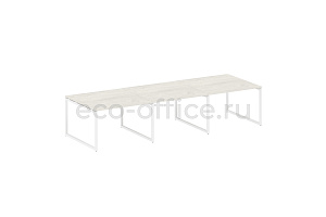 Стол переговорный (3 столешницы) METAL SYSTEM QUATTRO 4x4 40БО.ПРГ-3.2 Дуб Наварра / Белый металл фото