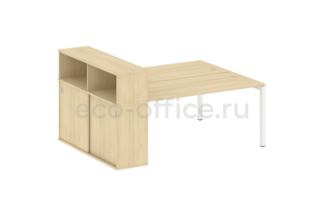 Рабочая станция с опорным шкафом-купе METAL SYSTEM QUATTRO 5x5 50БП.РС-СШК-2.4 Акация Лорка / Белый металл купить в Москве
