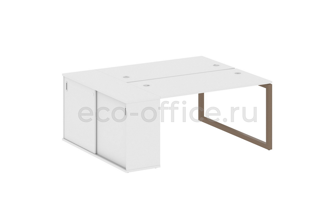 Рабочая станция с опорным шкафом-купе METAL SYSTEM QUATTRO 5x5 50БО.РС-СШК-1.3 Белый / Мокко металл  стоимость