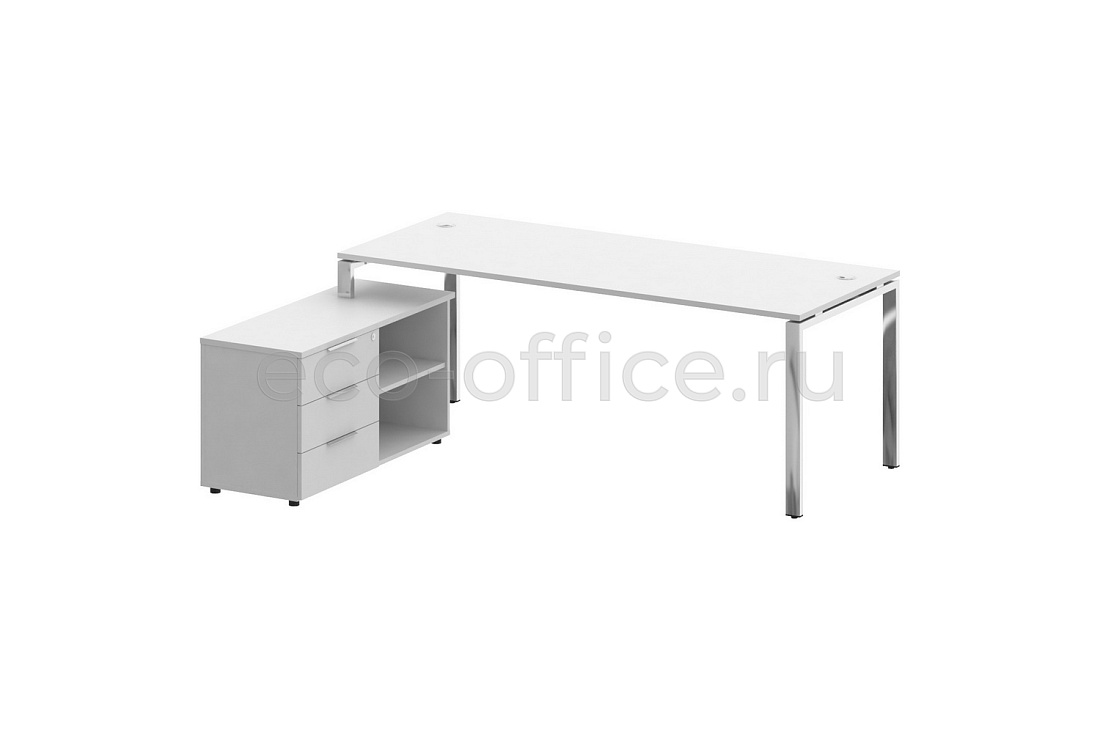 Стол руководителя с опорной тумбой METAL SYSTEM DIRECT БГ.СРТ-6.8 (L) Белый  стоимость