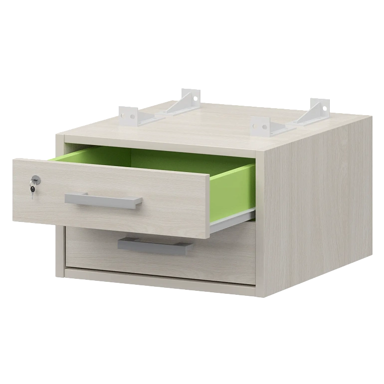 тумба подвесная для столов на м/каркасе гл.600 мм protech амт2-02м.60 ясень шимо/белый фото